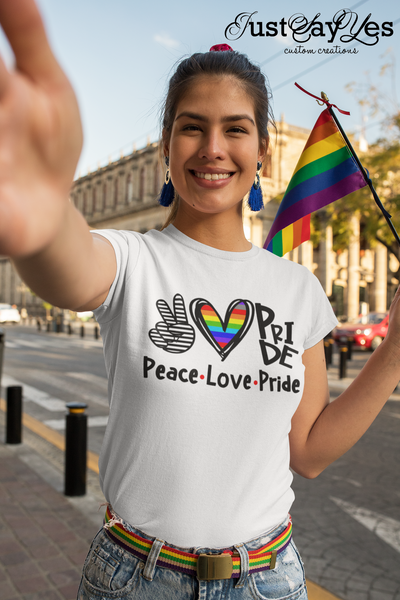 Peace, Love, PRIDE Unisex Tshirt